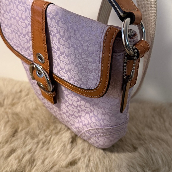 Vintage Coach Lavender Logo Jacquard Canvas Soho Swing Crossbody Bag - Picture 7 of 14